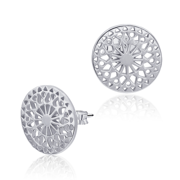 Rhodium Plated Carved  Silver Ear Stud STS-5183-RP